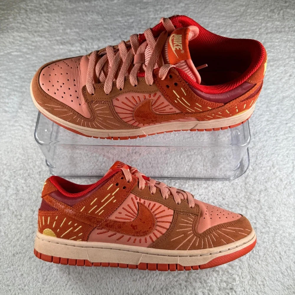 Size 8.5 W / 7 M NIKE DUNK LOW Winter Solstice Shoes Sneakers Orange Pink Clean